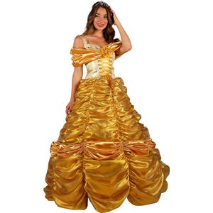 Prinsessen Jurk Dames - Verkleerkleren Vrouwen - Prinses - Delicatie Details - Inclusief Uitlopende Onderrok - Goud - Maat XL