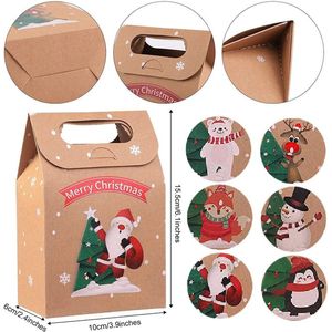 Viccess 24 stuks dozen kraft snoep papieren zakken kerst traktatie dozen DIY partij gunst geschenkdozen voor kerst decoratie benodigdheden