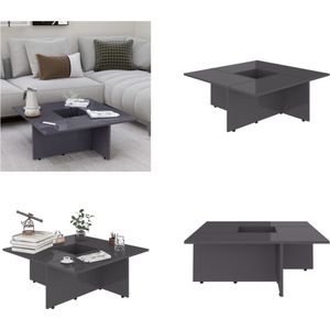 vidaXL Salontafel 79-5x79-5x30 cm spaanplaat hoogglans grijs - Salontafel - Salontafels - Koffietafel - Koffietafels