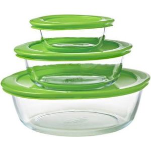 Cook & Store Ronde Ovenschaal Met Deksel - Set van 3 Stuks - Glas - Pyrex