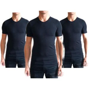 Dice mannen T-shirt 3-stuks met hoge V-hals zwart maat S