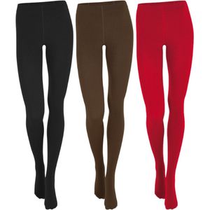 3-Pack - Dames Thermo maillot - Zwart/Bruin/Rood - Maat M/L (40-42)