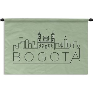 Wandkleed Wereldsteden - Skyline Bogota groen Wandkleed katoen 90x60 cm - Wandtapijt met foto