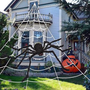 Halloween Decoraties Outdoor En Indoor Grote spinnenwebben Tuin Decor Mesh Buiten Ornamenten Haloween Huis Opknoping Plafond Deco Pack Volgende dag Levering UK Grote Spiderwebs Accessoires