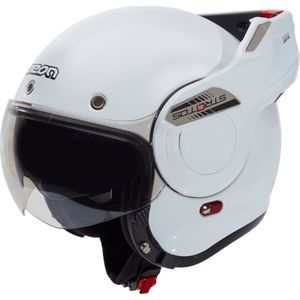 Beon Stratos Systeemhelm en Jethelm - 180º Verstelbare integraalhelm - Motorhelm inclusief Zonnevizier - Geschikt voor Scooter Brommer Snorfiets helm - S - Wit - Gratis Helmtas