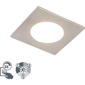 QAZQA simply - Moderne LED Dimbare Inbouwspot met Dimmer voor badkamer - 1 lichts - L 90 mm - Staal -