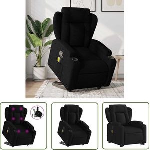 The Living Store Sta-op-massagestoel verstelbaar stof zwart - Sta-opstoel - Massageruimte - Ergonomisch - Relaxfauteuil - Zitzak