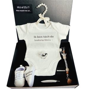 Kraamcadeau unisex - kraamcadeau gender reveal - kraamcadeau pakket- speenkoord - geschenkdoos - babyshower