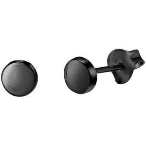 Lucardi Dames Oorbellen blackplated rond 5mm - Oorbellen - Cadeau - Echt Zilver - Zwart