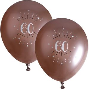 Santex verjaardag leeftijd ballonnen 60 jaar - 12x stuks - rosegoud - 30 cm - Feestartikelen