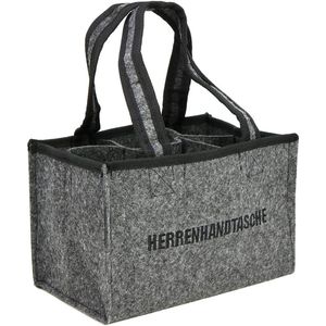 COM-FOURÂ® herenhandtas - viltentas voor dranken - flessentas van vilt voor 6 flessen - 6-flessenhouder tot 0,5 L, grijs/zwart, 24 x 15 x 15 cm (01 stuks - Herrenhandtasche)