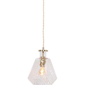 Hanglamp Grazio glass | 1-lichts | messing / transparant | Ø 18 cm | tot 150 cm verstelbaar | trendy ontwerp | E14 fitting