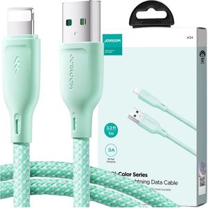 Joyroom - Multi-Color - Series SA34-AL3 USB-A/Lightning 3A kabel 1m - groen