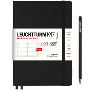 Leuchtturm1917 - weekplanner - agenda - a5 - 18 maanden 2023 - 2024 - hardcover - zwart