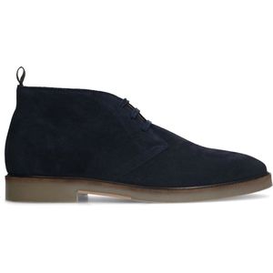 Manfield - Heren - Blauwe suède veterboots - Maat 44