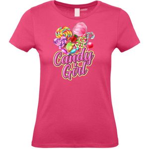 Dames t-shirt Candy Girl | Carnavalskleding heren dames | Halloween Kostuum | Foute Party | Fuchsia Dames | maat XXL