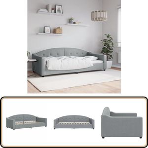 vidaXL Slaapbank - 90x200 cm - Lichtgrijs - Stof Slaapbank - Daybed - Tweepersoonsbed - Sofa Bed - Licht Grijs Meubilair