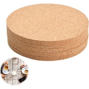 Set van 6 ronde kurk onderzetters - duurzame baraccessoires - 6 stuks - natuurkleurig - kurk
