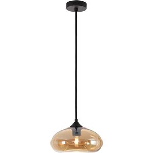 Artdelight - Hanglamp Paradise Ø 28 cm amber glas zwart