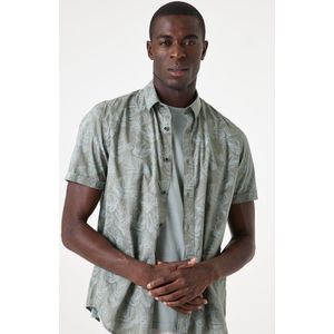 GARCIA Heren All over print Overhemd Groen Korte mouw