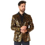 OppoSuits Tiger Royale - Heren Blazer - Glimmende Outfit - Carnaval - Goud - Maat EU 54