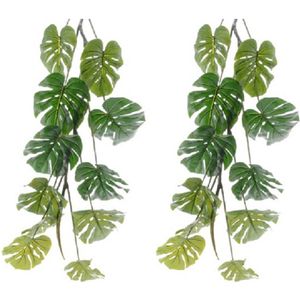 2x stuks groene Monstera/gatenplant kunstplant slinger 110 cm