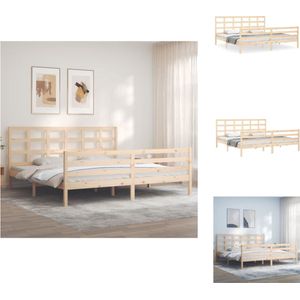 vidaXL Bedframe Massief Grenenhout - Multiplex Lattenbodem - 205.5 x 185.5 x 100 cm - 180 x 200 cm (6FT Super King) - Montage vereist - Bed