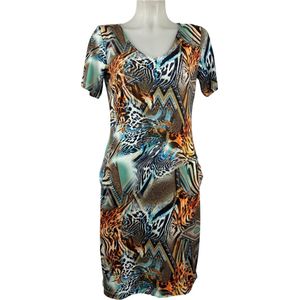 Angelle Milan – Travelkleding voor dames – Multikleur print Jurk – Ademend – Kreukherstellend – Duurzame jurk - In 5 maten - Maat XXL