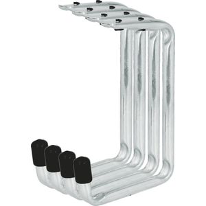 Amig Garage/fiets plafond ophanghaken - 4x - metaal - zilver - H15 cm x B11 cm