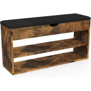 Gran VidaÂ® - Schoenenbank - Modern Design - Comfortabel Zitkussen - EfficiÃ«nte Opbergruimte - Zwart