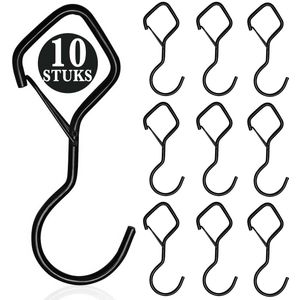 10 Stuks Zwart Metaal S Haken met Veiligheidssluiting - 10cm Lengte - Ophanghaken - Haakjes voor Keuken, Badkamer & Tuin - Kledinghangers - Jashaak Hangers - Handdoekhaakjes - Keukengerei Organizer Haak - Kapstok S-haken - Vleeshaken - Muurhaak