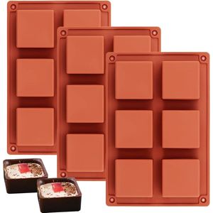 3 stuks siliconen browniepannen 5 x 5 x 2,5 cm vierkante chocoladevormen bakvormen voor brownies, muffins, fudges, truffels