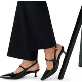 Manfield - Dames - Zwarte lak slingbacks - Maat 41