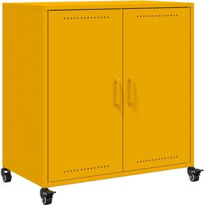 vidaXL - Dressoir - 68,5x39x72 - cm - staal - mosterdgeel