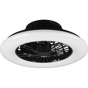 LED Plafondlamp met Ventilator - Plafondventilator - Trion Romina - 30W - Aanpasbare Kleur - Afstandsbediening - Dimbaar - Rond - Mat Zwart - Kunststof