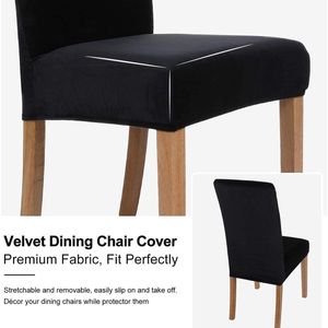 Fluwelen stoelhoezen, set van 2, afneembare wasbare stoelhoezen, universele moderne stoelhoezen, elastische stoelbekleding, zwart
