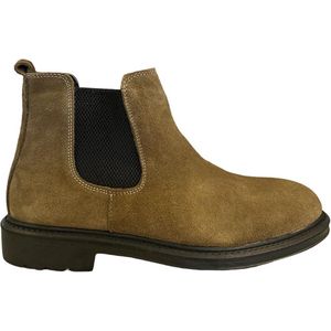 Chelsea Boots- Enkellaars- Heren schoenen- Mannen laarzen 541- Suède leer- Camel- Maat 43