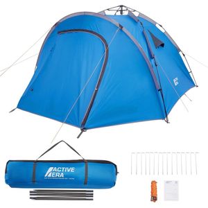 Gemakkelijk Opzetbare Premium Tent - Verduisterende Kampeertent - Waterdichte Familietent tot 4-5 Personen, Uitklapbare Tent voor Wandelen, Tuin, Festivals & Buiten - Blauw