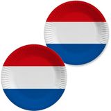 Holland/Nederlandse vlag gebaksbordjes - 10x - karton - D23 cm - Koningsdag/Bevrijdingsdag