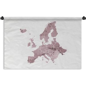 Wandkleed EuropakaartenKerst illustraties - Europakaart in paarse waterverf Wandkleed katoen 180x120 cm - Wandtapijt met foto XXL / Groot formaat!