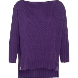 Knit Factory Kylie Gebreide Dames Trui - Trui dames winter - Pullover dames - lange mouw - Wintertrui - Damestrui - Boothals - Purple - Paars - 36/44