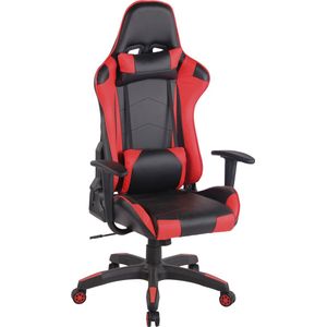Bureaustoel - Game stoel - In hoogte verstelbaar - Kunstleer - Rood/zwart - 65x47x138 cm