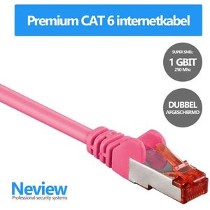 Neview - 1 meter premium S/FTP patchkabel - CAT 6 - Roze - Dubbele afscherming - (netwerkkabel/internetkabel)