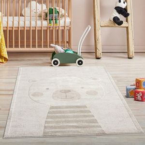 Flycarpets Kindervloerkleed Sara - Beer - Kinderkamer - Vloerkleed - Creme / Beige - 80x150 cm