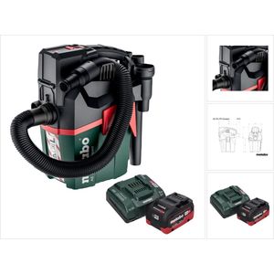 Metabo AS 18 L PC Compact accustofzuiger 18 V 6 l IPX4 stofklasse L nat en droog + 1x oplaadbare accu 8.0 Ah + lader