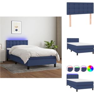 vidaXL Bed blauw - Boxspring 203x100x78/88cm - met verstelbaar hoofdbord en kleurrijke LED-verlichting - Bed