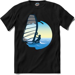 Windsurfer | Wind zeilen - Boot - Zeilboot - T-Shirt - Unisex - Zwart - Maat XL