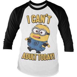 Minions Raglan top -S- I Can't Adult Today Wit/Zwart