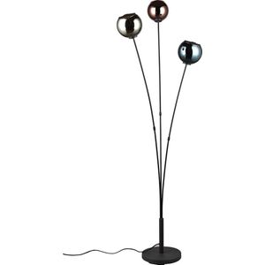 LED Vloerlamp - Torna Seldy - E14 Fitting - 3-lichts - Zwart met Multicolor Glas