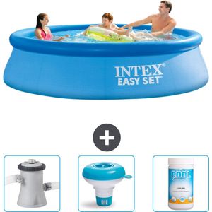 Intex Rond Opblaasbaar Easy Set Zwembad - 305 x 76 cm - Blauw - Inclusief Zwembadfilterpomp - Chloordrijver - Chloor